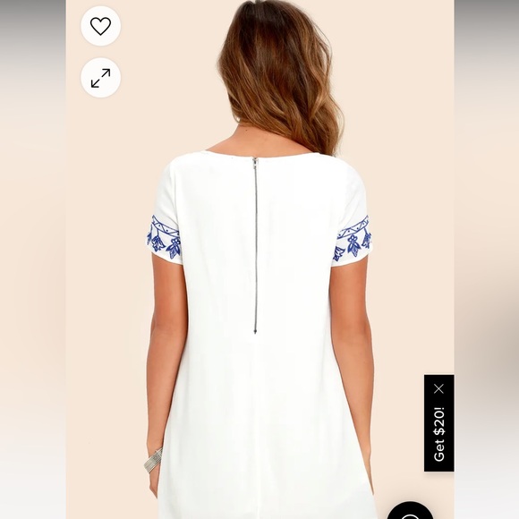 Lulus Tale to Tell Blue and Ivory Embroidered Shift Dress - Picture 5 of 11